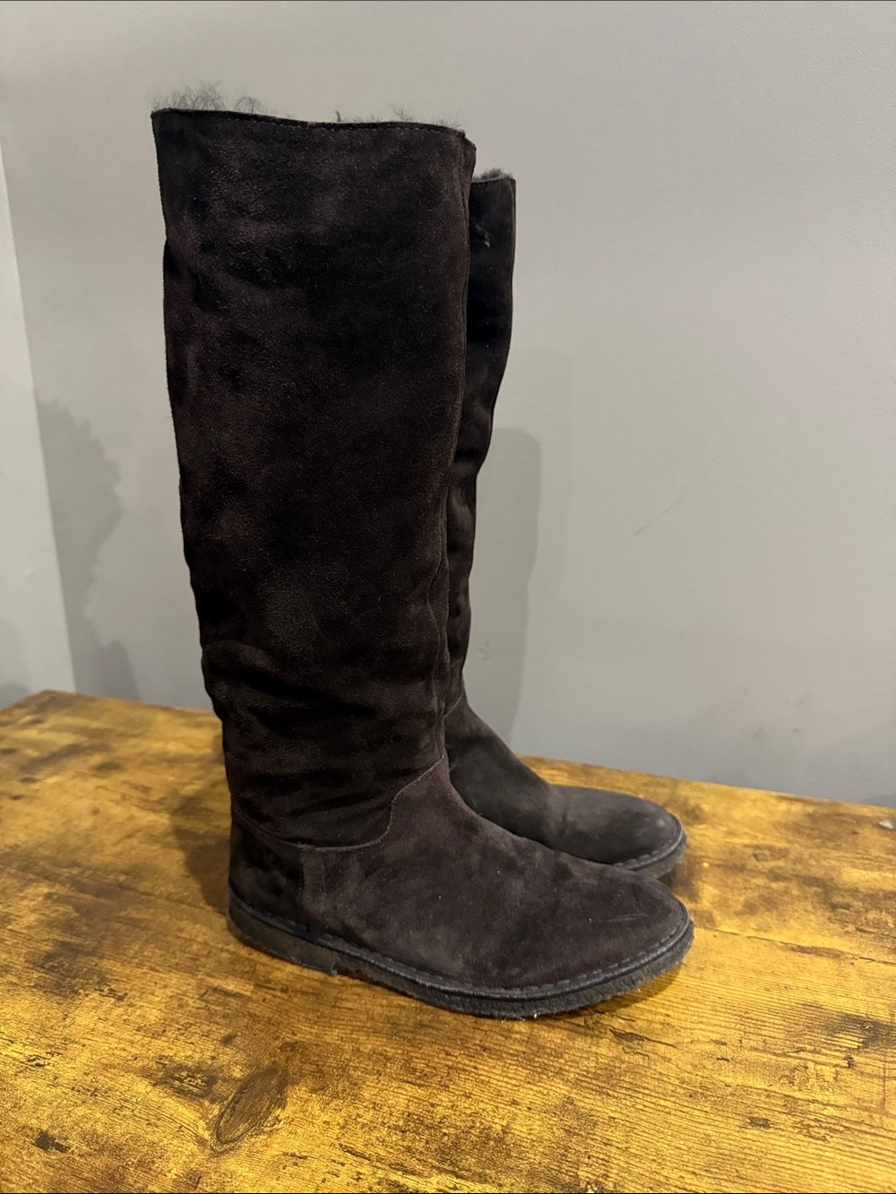 Vince Tall Suede Winter Boots - Dark Brown- with sterling inside